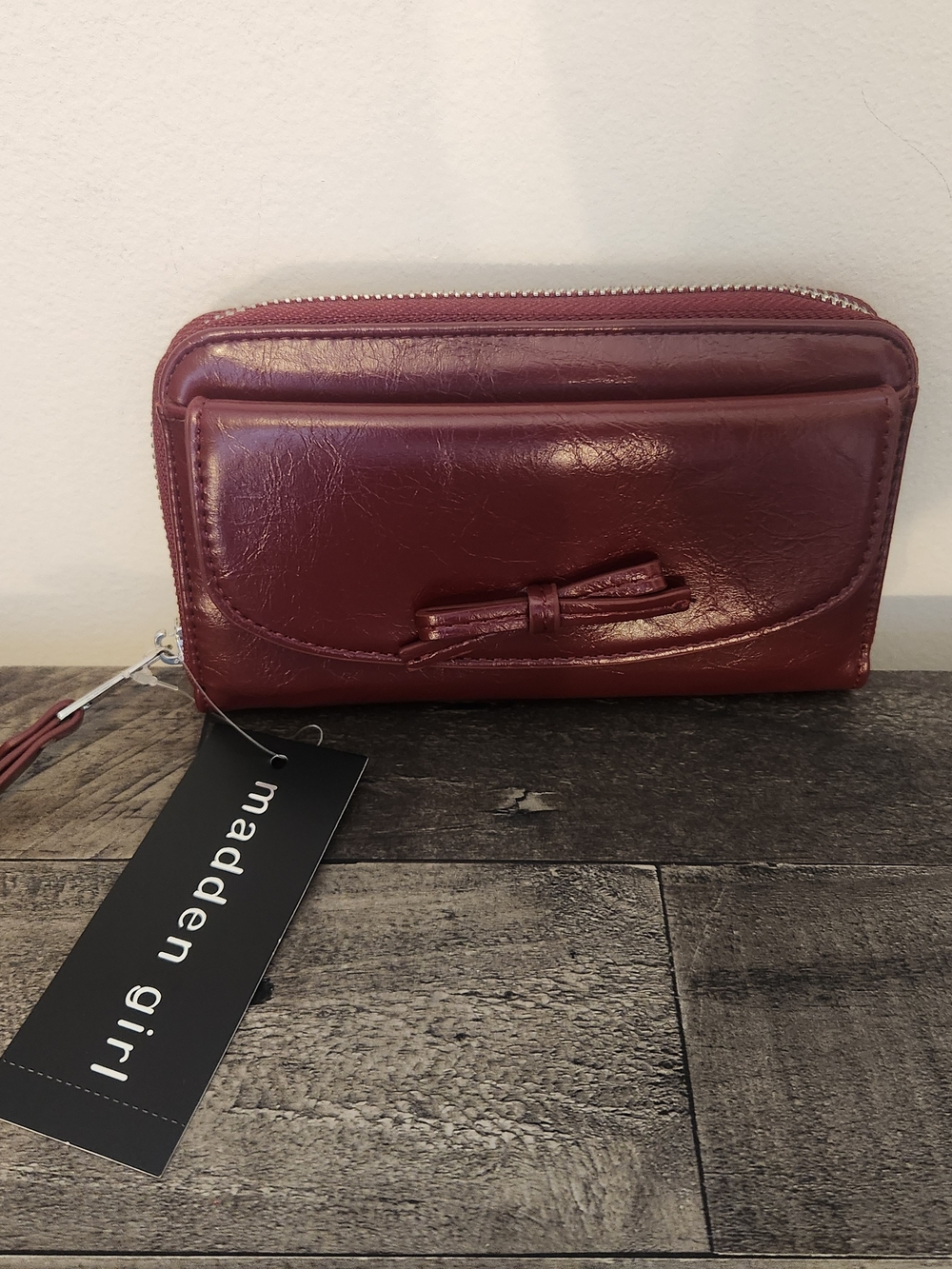 Madden Girl Maroon Wallet Wristlet with Bow Accent